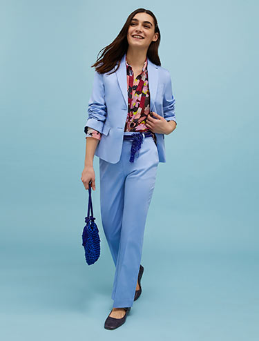 Cotton-satin trousers - light blue - MAX&Co.