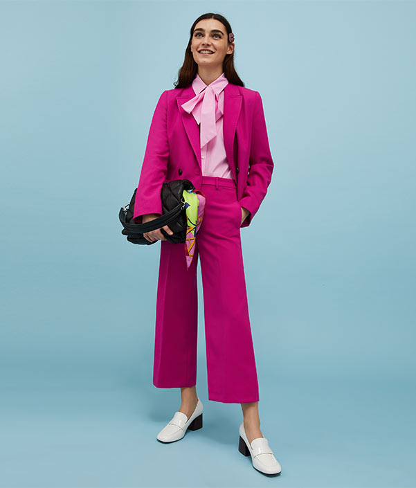 Cropped double-canvas trousers - fuchsia - MAX&Co.